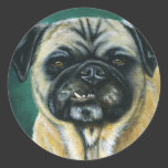 Pug Dog Art - My Happy Face Round Sticker