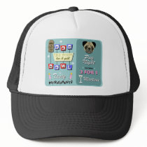 Pug Dog Bowling Tiki Night Trucker Hat