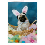 Pug Dog Easter Bunny Greeting Card