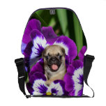 Pug dog in pansies Rickshaw messenger bag