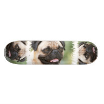 Pug Dog on a Skateboard