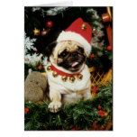 Pug Dog Santa Christmas Card