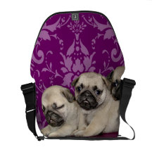 Pug dogs Rickshaw messenger bag