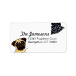 Pug Family Pet Name Personalized Custom Color labels
