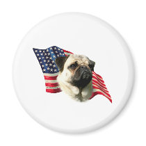 Pug (fawn) Flag magnets