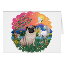 Pug (fawn) greeting card