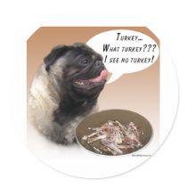 Pug (fawn) Turkey Sticker