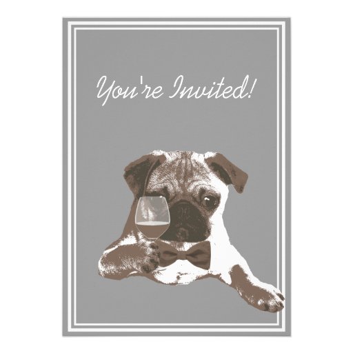Pug & Fine Wine 30th Birthday Party Invitation (front side)
