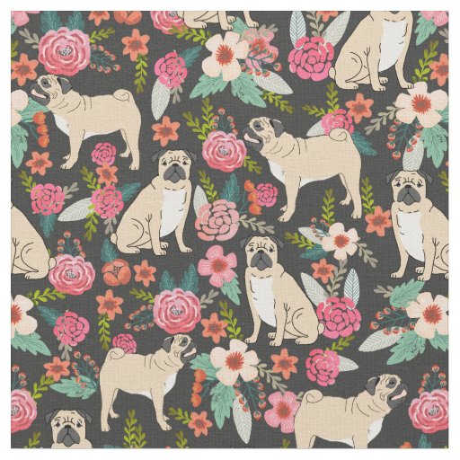 pug print material pug florals fabric print design pet fabrics zazzle pug print material pug florals fabric print design pet fabrics zazzle