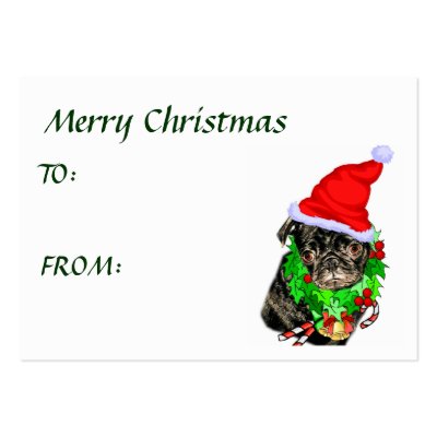 Pug  Funny Christmas Gifts Business Card Templates by DogsByDezign