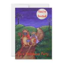 Pug Halloween Party Invitations by Dogartist Pug Halloween Party Invitations