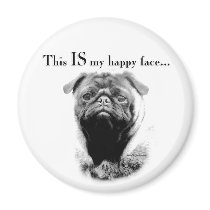 Pug Happy Face magnets by GreyWolfCreation Pug Happy Face magnets