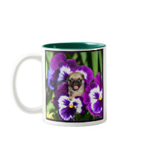 Pug in Pansies mug