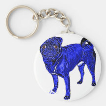 Pug Jack in blue Key Chain