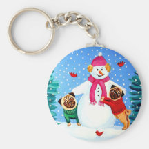 Pug Key chain Frosty's Helpers