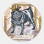 Pug King Round Sticker