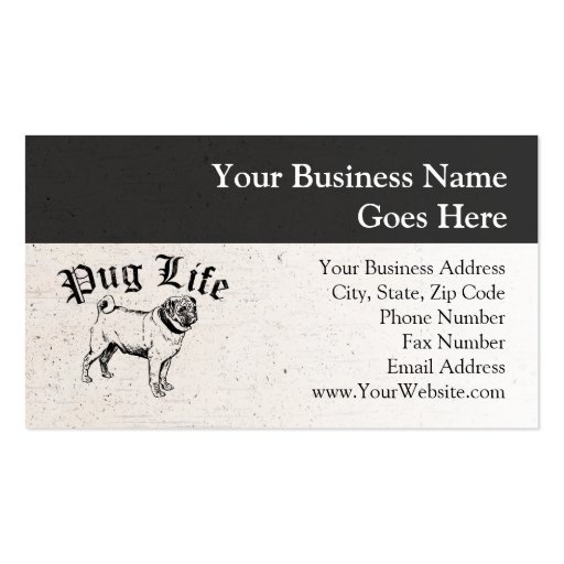 Pug Life Funny Dog Gangster Business Card Template (front side)