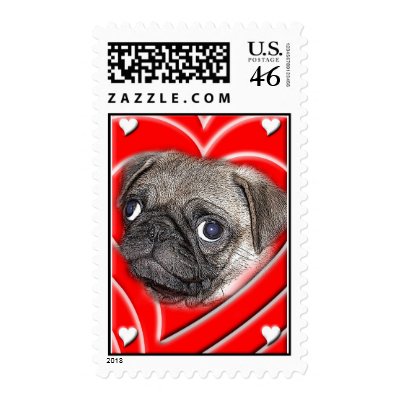 PUG LOVE  POSTAGE STAMP by Helgestyle