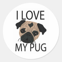 Pug Love! Round Sticker