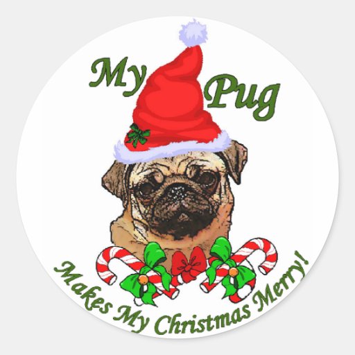 pug lovers christmas gifts round sticker zazzle pug lovers christmas gifts round sticker zazzle