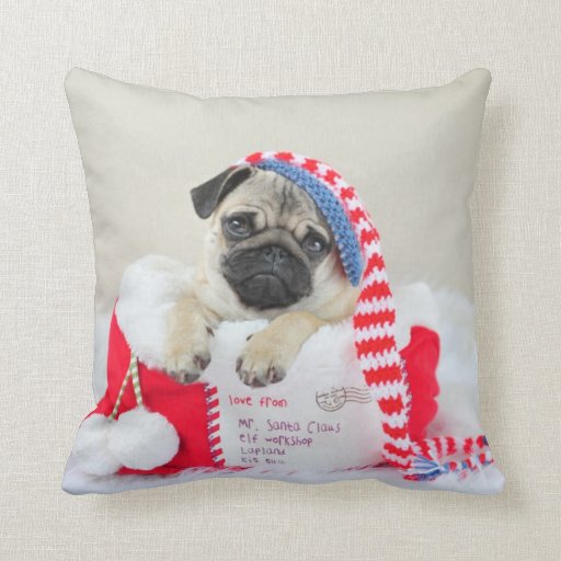 christmas pug pillow