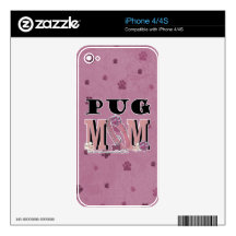 Pug MOM Decals For iPhone 4