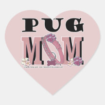 Pug MOM Heart Stickers