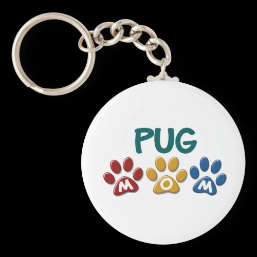 PUG Mom Paw Print 1 Keychain