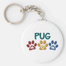PUG Mom Paw Print 1 Keychain
