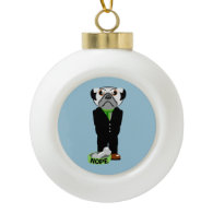 Pug Nope Ceramic Ball Ornament