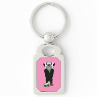 Pug Nope Silver-Colored Rectangle Keychain