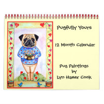 Pug Original Art Calendar by Dogartist Pug Original Art Calendar