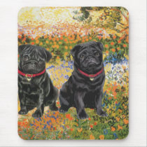 Pug Pair (black) - Garden (VG) mousepads