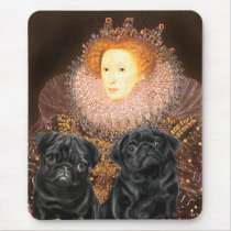 Pug Pair (black) - Queen mousepads