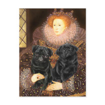 Pug Pair (black) - Queen postcards