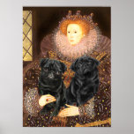 Pug Pair (black) - Queen Print