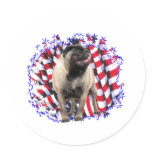 Pug Patriot Round Stickers