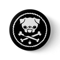 Pug Pirate Pinback Buttons