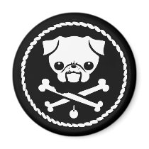 Pug Pirate Refrigerator Magnets