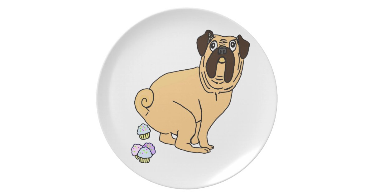 Pug Pooping Cupcake Plate | Zazzle
