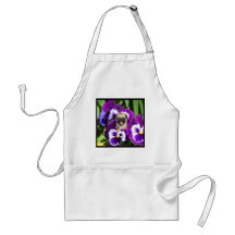 Pug puppy in pansies aprons