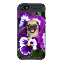 Pug puppy in pansies case for iPhone 5