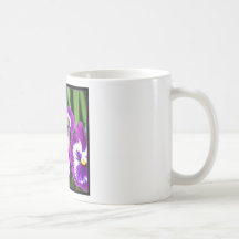 Pug puppy in pansies coffee mugs