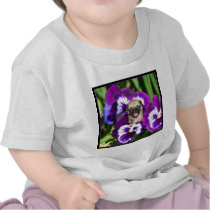 Pug puppy in pansies t shirt