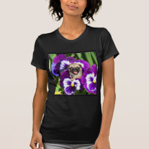 Pug puppy in pansies tshirts