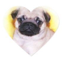 Pug Puppy Heart Stickers