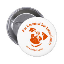 Pug Rescue San Diego Orange Logo Pin
