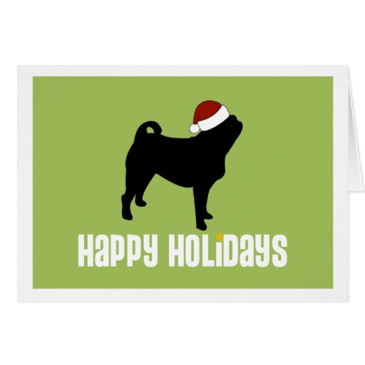 pug santa hat card