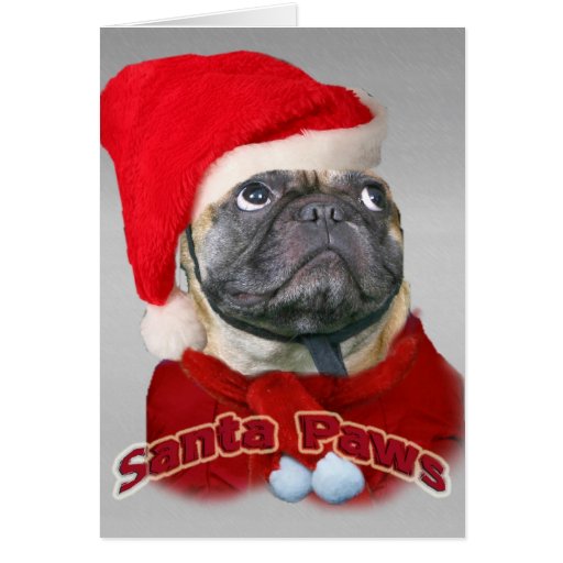 pug santa paws card