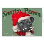 Pug Santa Paws Loves You Christmas Card